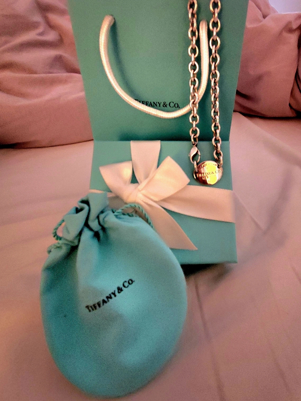 Tiffany & Co. Silver Chain Necklace with Blue Accessories